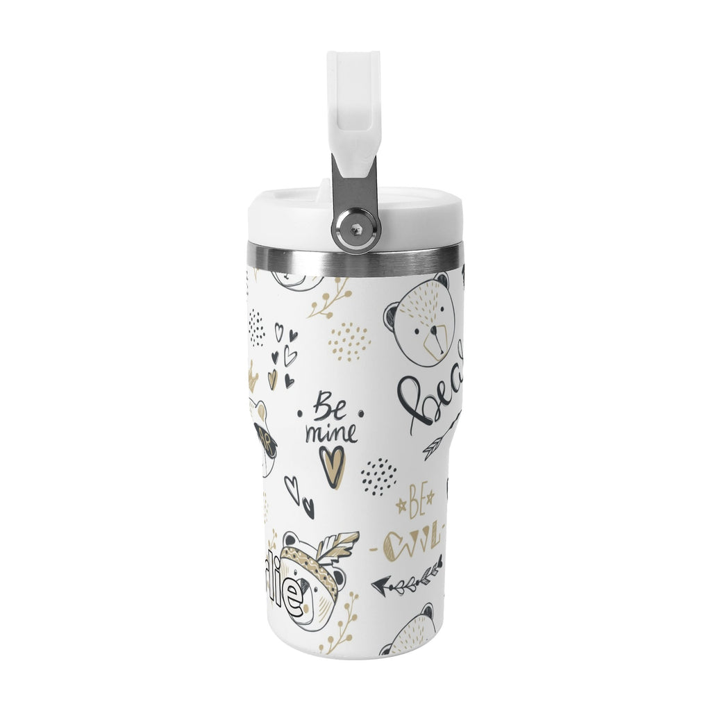 Personalised Bears 20oz Stainless Steel Tumbler Screw On Lid With Straw Personalised 20oz Tumbler with Top Handle animal Printed Offshore