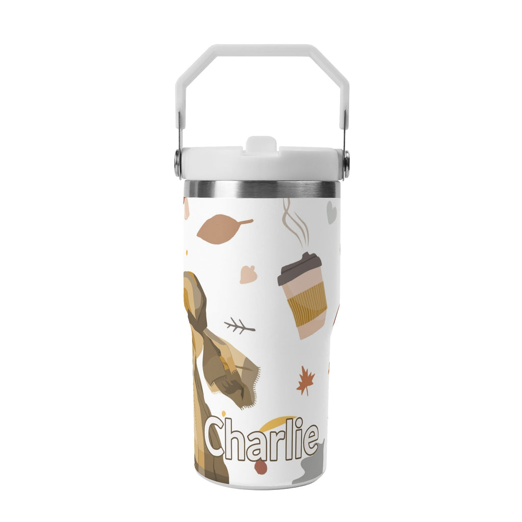 Personalised Autumn 20oz Stainless Steel Tumbler Screw On Lid With Straw Default Title Personalised 20oz Tumbler with Top Handle Printed Offshore