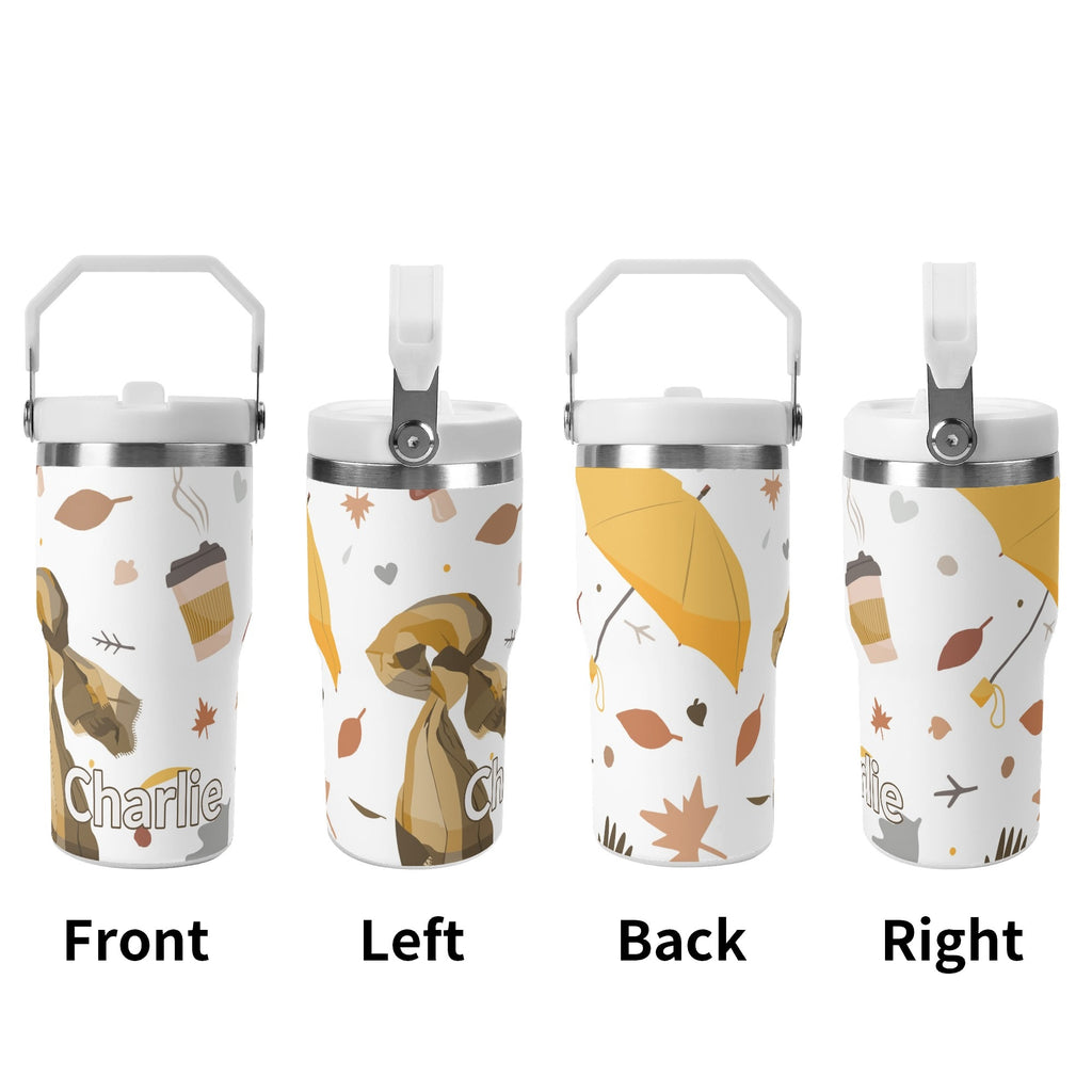 Personalised Autumn 20oz Stainless Steel Tumbler Screw On Lid With Straw Personalised 20oz Tumbler with Top Handle Printed Offshore
