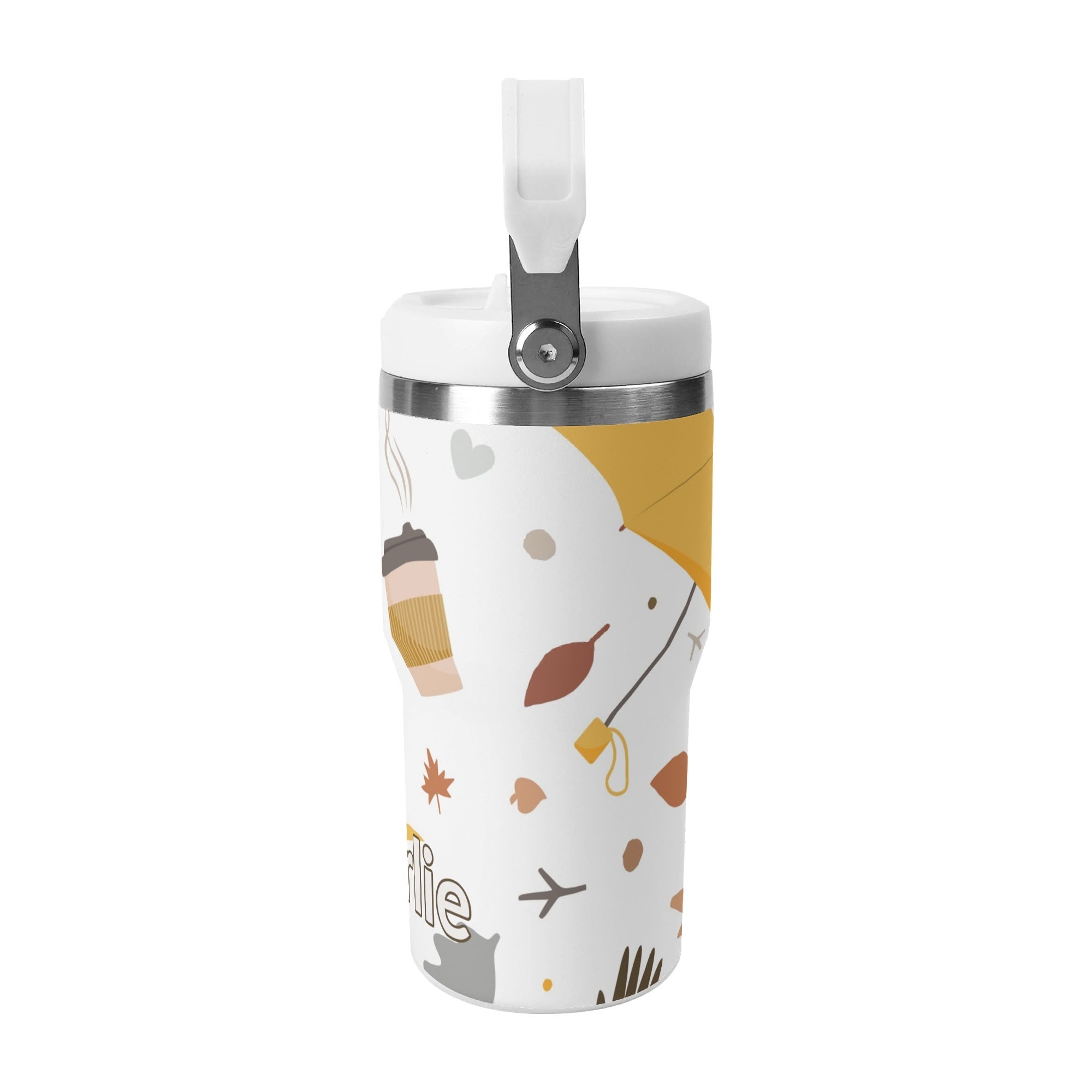 Personalised Autumn 20oz Stainless Steel Tumbler Screw On Lid With Straw Personalised 20oz Tumbler with Top Handle Printed Offshore