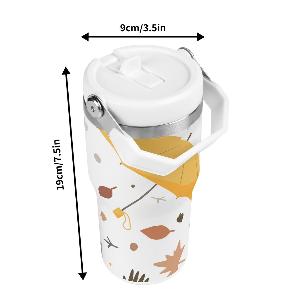 Personalised Autumn 20oz Stainless Steel Tumbler Screw On Lid With Straw Personalised 20oz Tumbler with Top Handle Printed Offshore