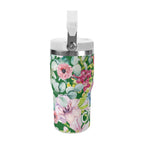 Personalised Bright Floral 20oz Stainless Steel Tumbler Screw On Lid With Straw Personalised 20oz Tumbler with Top Handle Plants Printed Offshore