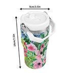 Personalised Bright Floral 20oz Stainless Steel Tumbler Screw On Lid With Straw Personalised 20oz Tumbler with Top Handle Plants Printed Offshore