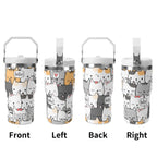 Personalised Cat Hello 20oz Stainless Steel Tumbler Screw On Lid With Straw Personalised 20oz Tumbler with Top Handle animal Printed Offshore