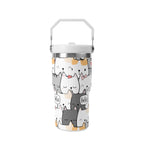 Personalised Cat Hello 20oz Stainless Steel Tumbler Screw On Lid With Straw Personalised 20oz Tumbler with Top Handle animal Printed Offshore