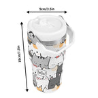 Personalised Cat Hello 20oz Stainless Steel Tumbler Screw On Lid With Straw Personalised 20oz Tumbler with Top Handle animal Printed Offshore