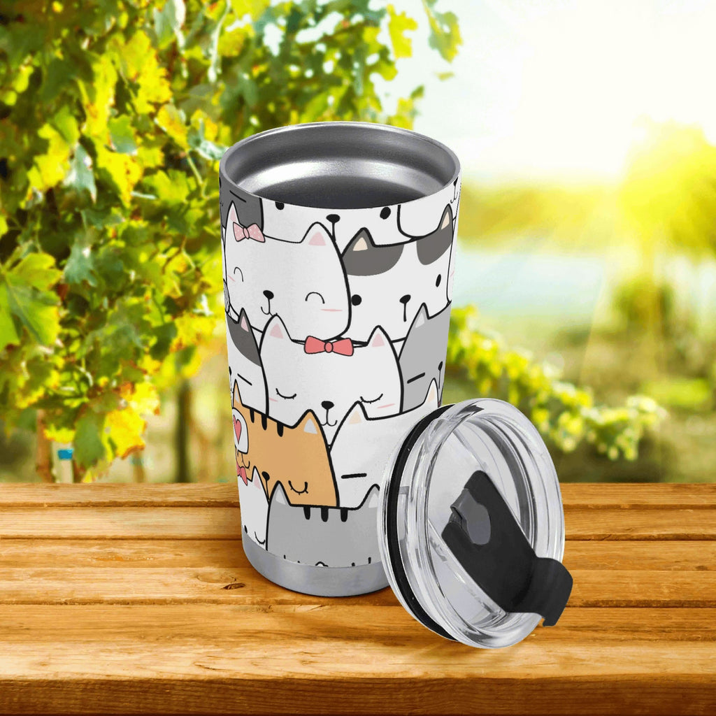 Personalised Cat Hello Stainless Steel 20oz Travel Mug Personalised 20oz Travel Mug animal Printed Offshore