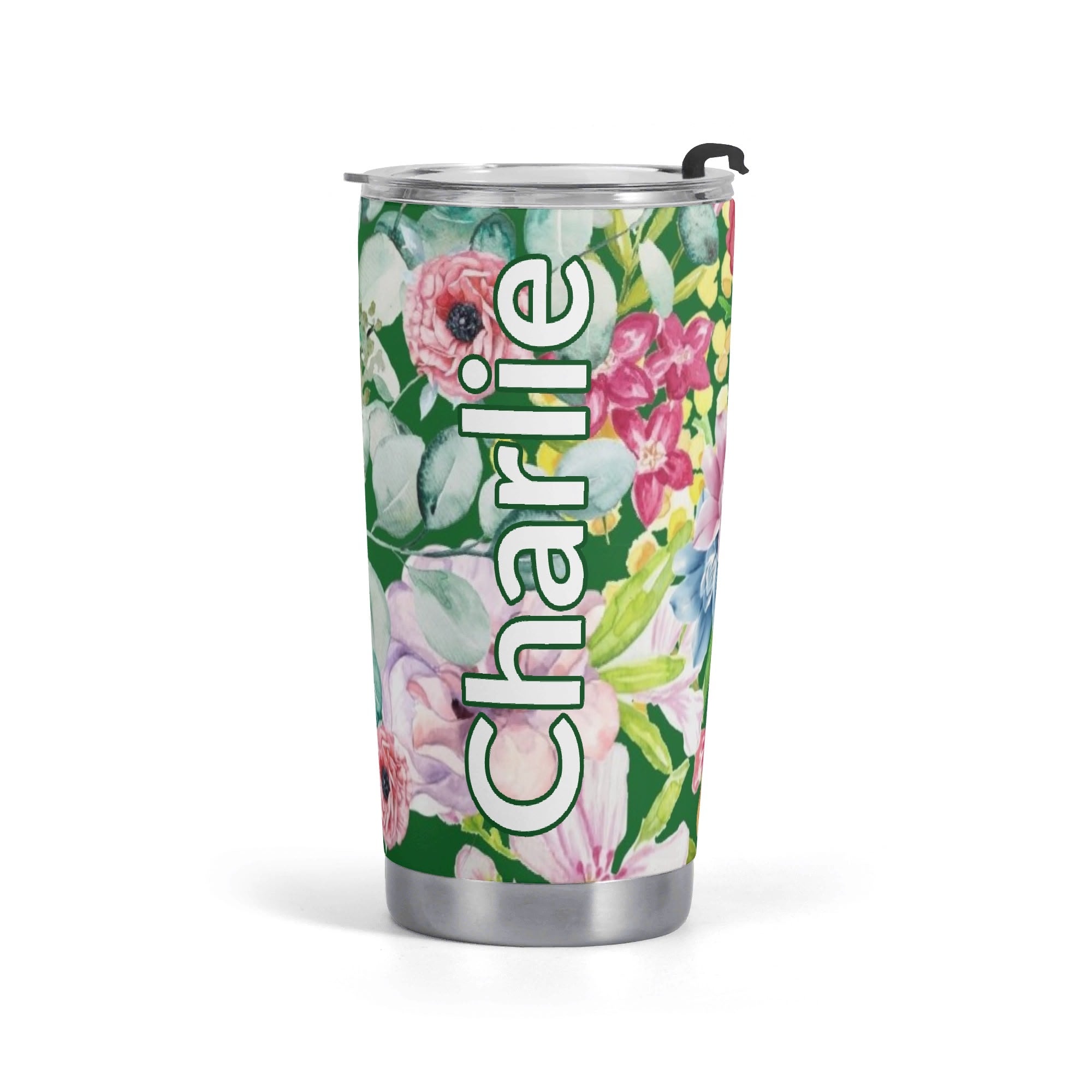 Personalised - Bright Floral - Stainless Steel 20oz Travel Mug Default Title Personalised 20oz Travel Mug Plants Printed Offshore