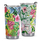 Personalised Bright Floral Stainless Steel 20oz Travel Mug Personalised 20oz Travel Mug Plants Printed Offshore