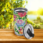 Personalised Bright Floral Stainless Steel 20oz Travel Mug Personalised 20oz Travel Mug Plants Printed Offshore