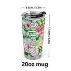 Personalised Bright Floral Stainless Steel 20oz Travel Mug Personalised 20oz Travel Mug Plants Printed Offshore