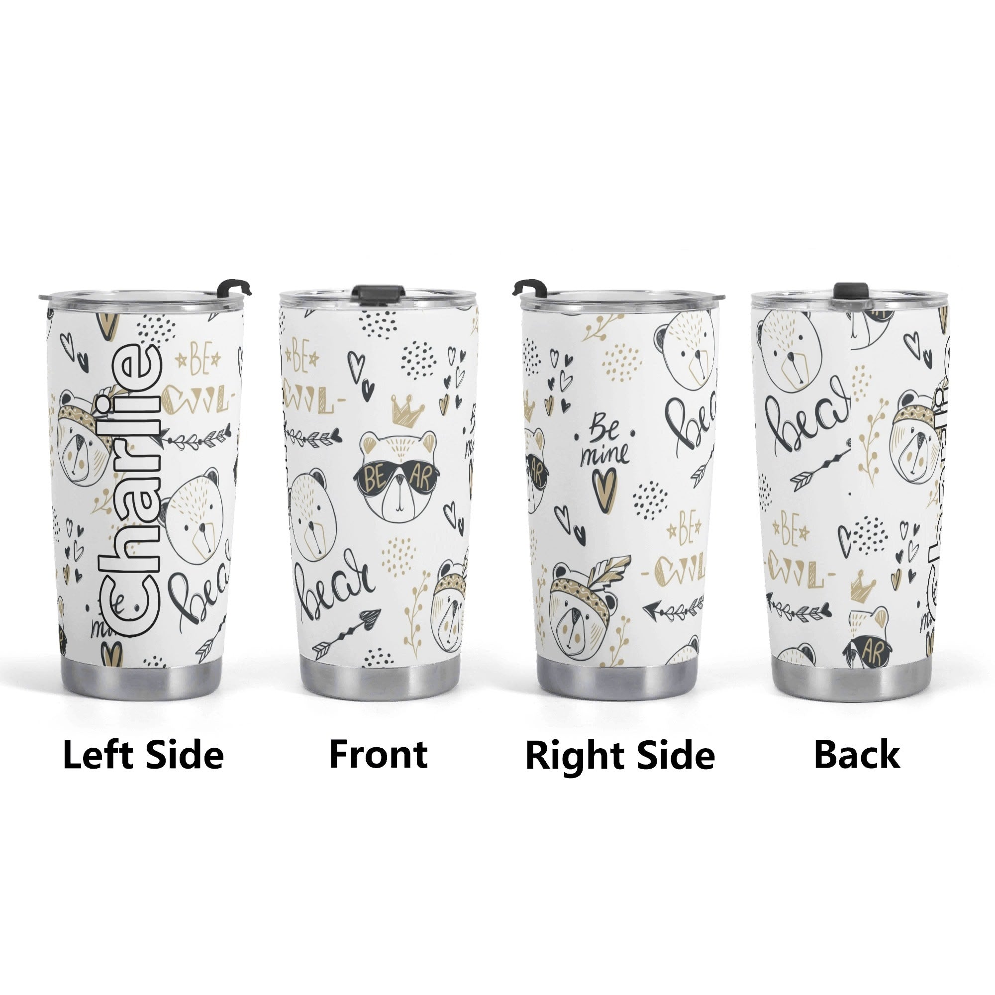 Personalised - Bears - Stainless Steel 20oz Travel Mug Personalised 20oz Travel Mug animal Printed Offshore