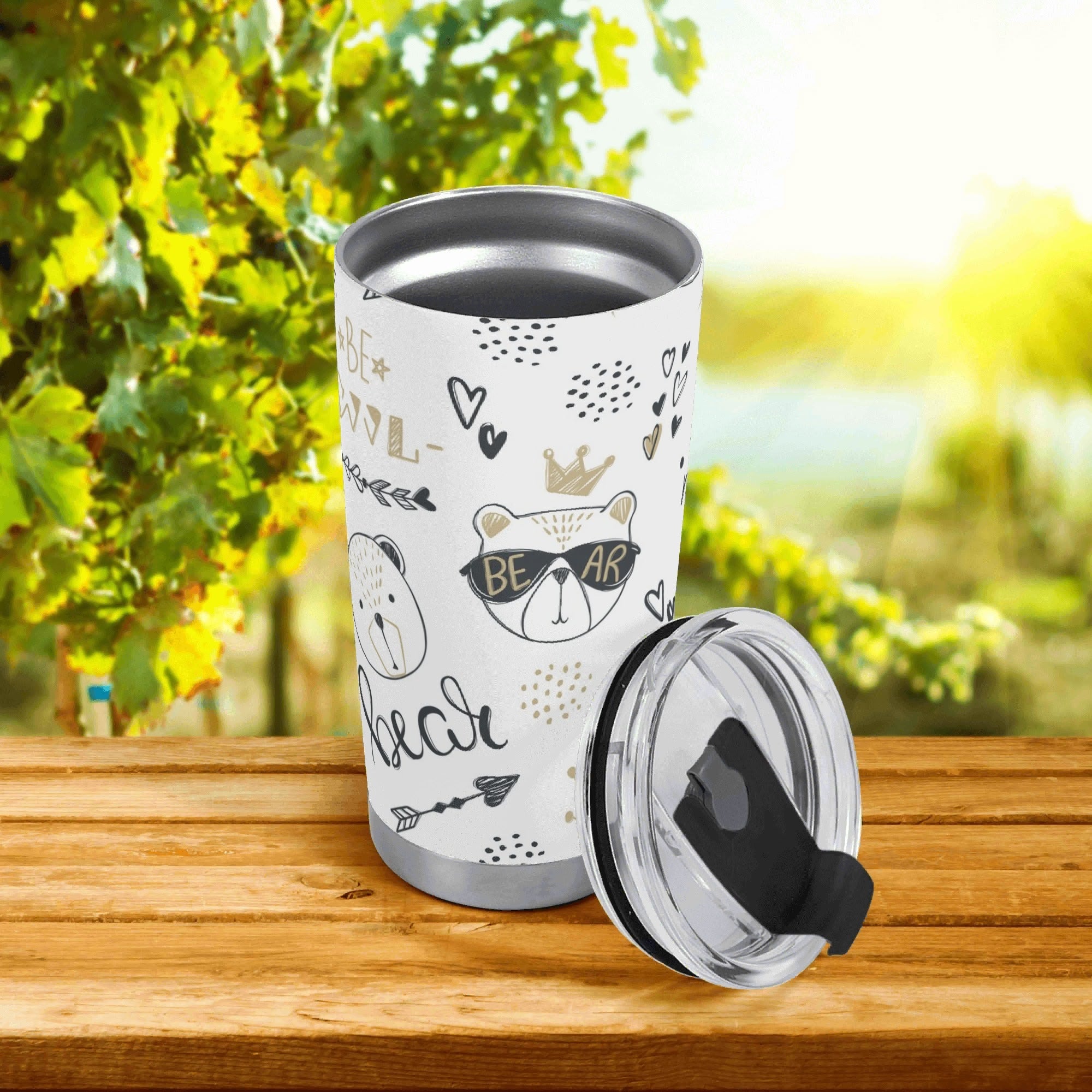 Personalised - Bears - Stainless Steel 20oz Travel Mug Personalised 20oz Travel Mug animal Printed Offshore
