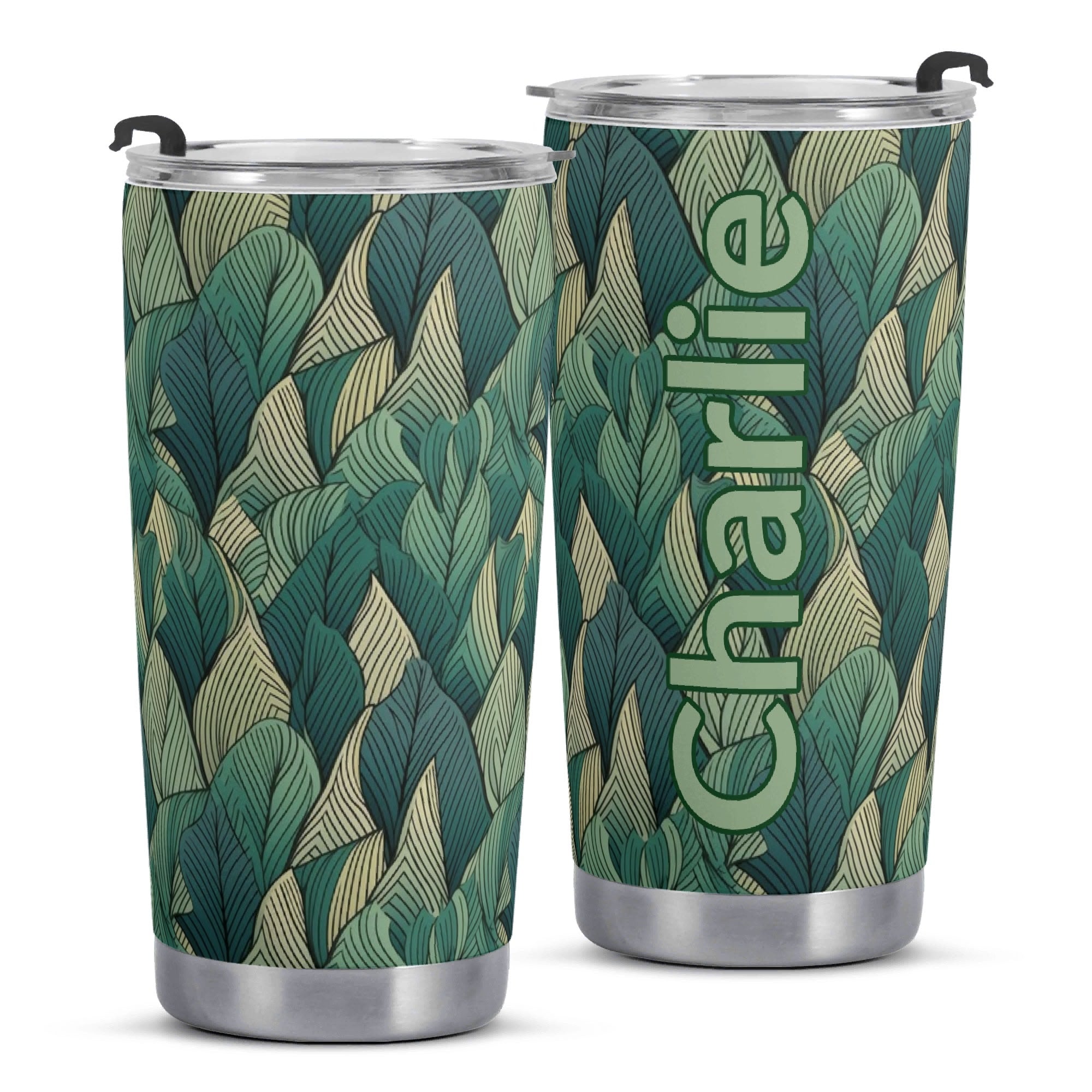Personalised - Leaves On Leaves - Stainless Steel 20oz Travel Mug Personalised 20oz Travel Mug Plants Printed Offshore