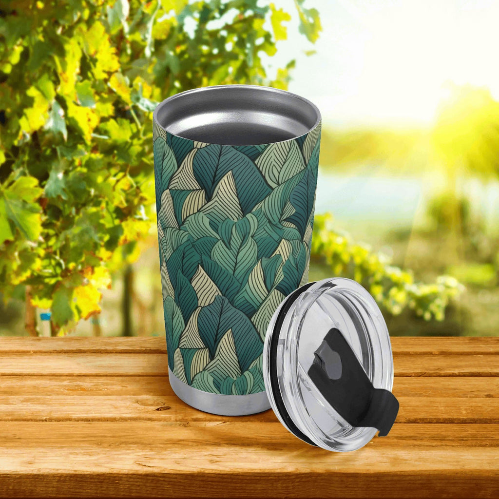 Personalised Leaves On Leaves Stainless Steel 20oz Travel Mug Personalised 20oz Travel Mug Plants Printed Offshore