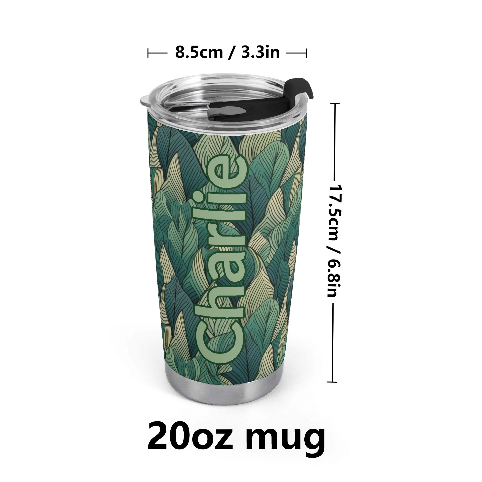 Personalised Leaves On Leaves Stainless Steel 20oz Travel Mug Personalised 20oz Travel Mug Plants Printed Offshore