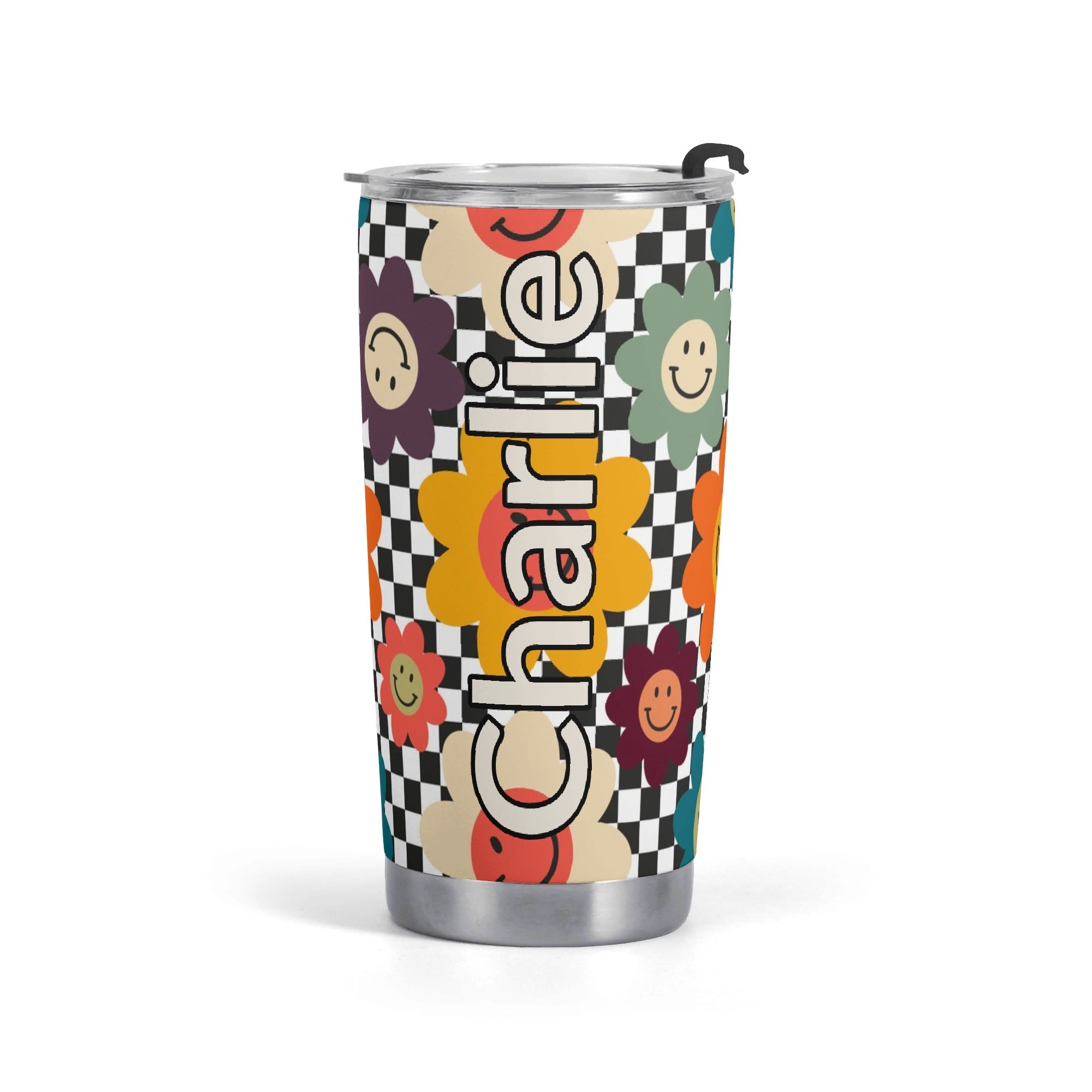 Personalised - Happy Retro Flowers - Stainless Steel 20oz Travel Mug Default Title Personalised 20oz Travel Mug Printed Offshore Retro