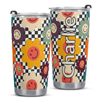 Personalised Happy Retro Flowers Stainless Steel 20oz Travel Mug Personalised 20oz Travel Mug Printed Offshore Retro