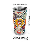 Personalised Happy Retro Flowers Stainless Steel 20oz Travel Mug Personalised 20oz Travel Mug Printed Offshore Retro