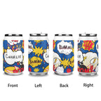 Personalised Comic Book Blue 300ml Stainless Steel Can Shaped Tumbler With Straw Lid Personalised 300ml Can Shaped Tumbler comic Printed Offshore