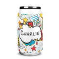 Personalised Comic Book Zap 300ml Stainless Steel Can Shaped Tumbler With Straw Lid Default Title Personalised 300ml Can Shaped Tumbler comic Printed Offshore