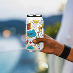 Personalised Comic Book Zap 300ml Stainless Steel Can Shaped Tumbler With Straw Lid Personalised 300ml Can Shaped Tumbler comic Printed Offshore