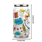 Personalised Comic Book Zap 300ml Stainless Steel Can Shaped Tumbler With Straw Lid Personalised 300ml Can Shaped Tumbler comic Printed Offshore