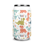 Personalised Cute Colourful Dinosaurs 300ml Stainless Steel Can Shaped Tumbler With Straw Lid Personalised 300ml Can Shaped Tumbler animal Printed Offshore