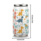 Personalised Cute Colourful Dinosaurs 300ml Stainless Steel Can Shaped Tumbler With Straw Lid Personalised 300ml Can Shaped Tumbler animal Printed Offshore