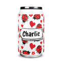Personalised Ladybugs 300ml Stainless Steel Can Shaped Tumbler With Straw Lid Default Title Personalised 300ml Can Shaped Tumbler animal Printed Offshore