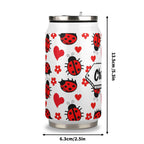 Personalised Ladybugs 300ml Stainless Steel Can Shaped Tumbler With Straw Lid Personalised 300ml Can Shaped Tumbler animal Printed Offshore