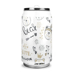 Personalised Bears 300ml Stainless Steel Can Shaped Tumbler With Straw Lid Personalised 300ml Can Shaped Tumbler animal Printed Offshore