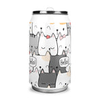 Personalised Cat Hello 300ml Stainless Steel Can Shaped Tumbler With Straw Lid Personalised 300ml Can Shaped Tumbler animal Printed Offshore