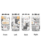 Personalised Cat Hello 300ml Stainless Steel Can Shaped Tumbler With Straw Lid Personalised 300ml Can Shaped Tumbler animal Printed Offshore