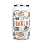 Personalised Cute Cat Faces 300ml Stainless Steel Can Shaped Tumbler With Straw Lid Default Title Personalised 300ml Can Shaped Tumbler animal Printed Offshore