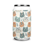Personalised Cute Cat Faces 300ml Stainless Steel Can Shaped Tumbler With Straw Lid Personalised 300ml Can Shaped Tumbler animal Printed Offshore