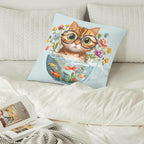 Cat And Fish Bowl - Cushion Cover Cushion Cover animal Printed Offshore