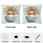 Cat And Fish Bowl - Cushion Cover Cushion Cover animal Printed Offshore