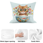 Cat And Fish Bowl - Cushion Cover Cushion Cover animal Printed Offshore