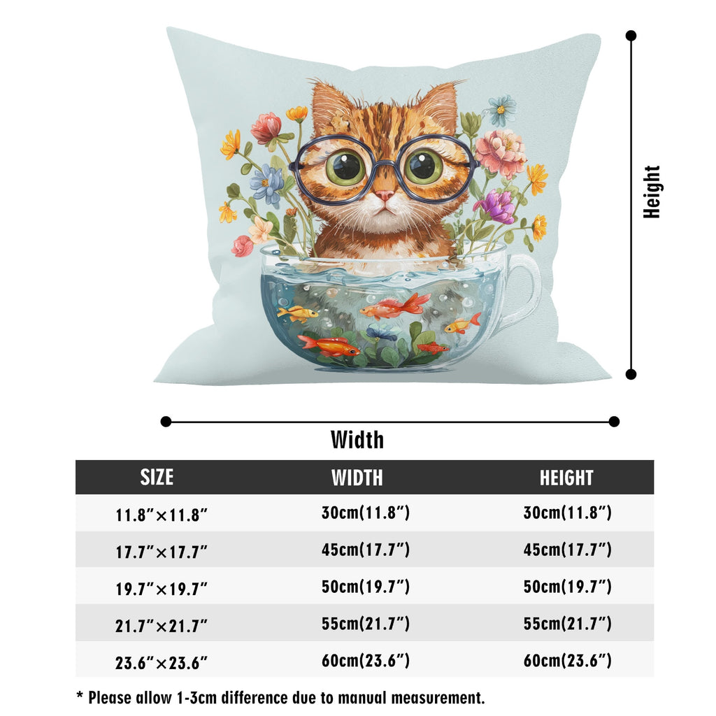 Cat And Fish Bowl - Cushion Cover Cushion Cover animal Printed Offshore