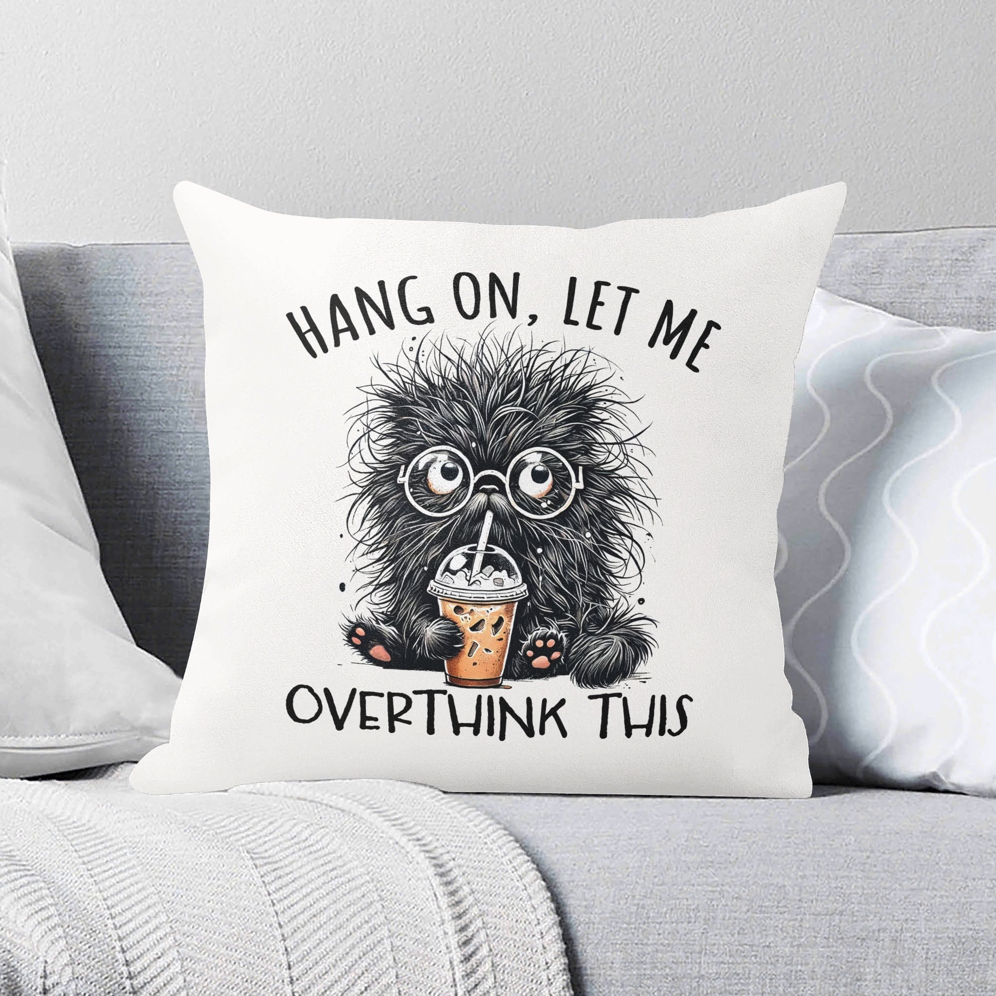 Frazzled Cat, Hang On Let Me Overthink This - Cushion Cover 2XL Cushion Cover animal Printed Offshore