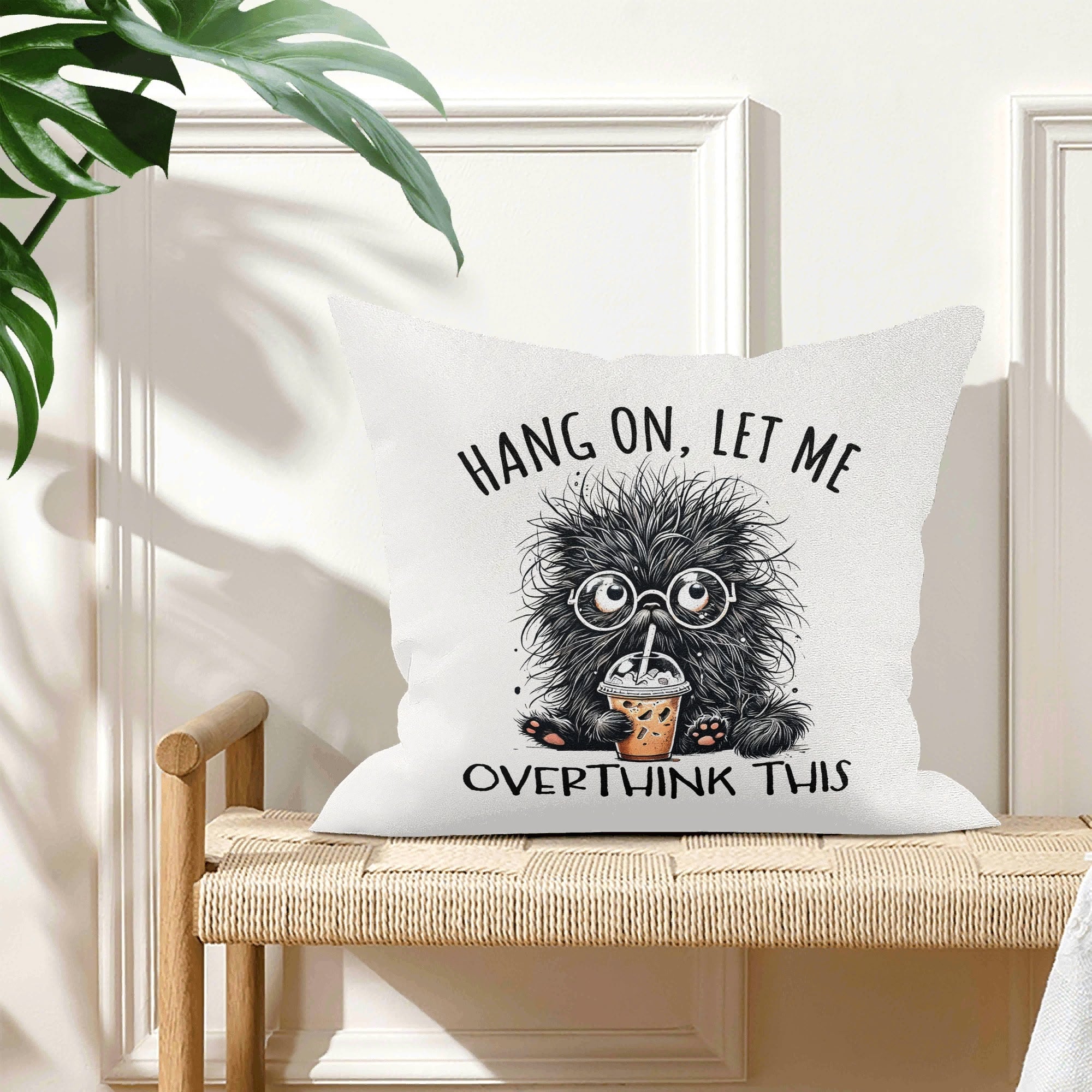 Frazzled Cat, Hang On Let Me Overthink This - Cushion Cover Cushion Cover animal Printed Offshore