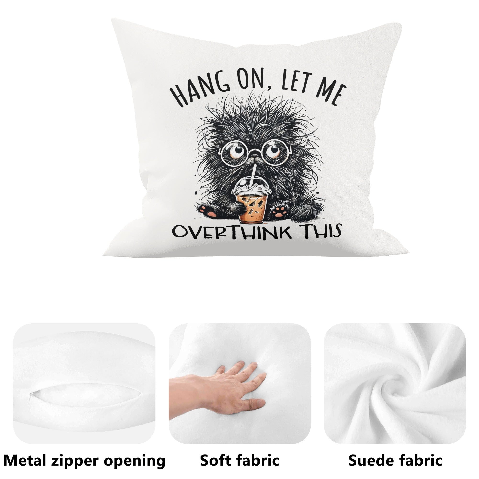 Frazzled Cat, Hang On Let Me Overthink This - Cushion Cover Cushion Cover animal Printed Offshore