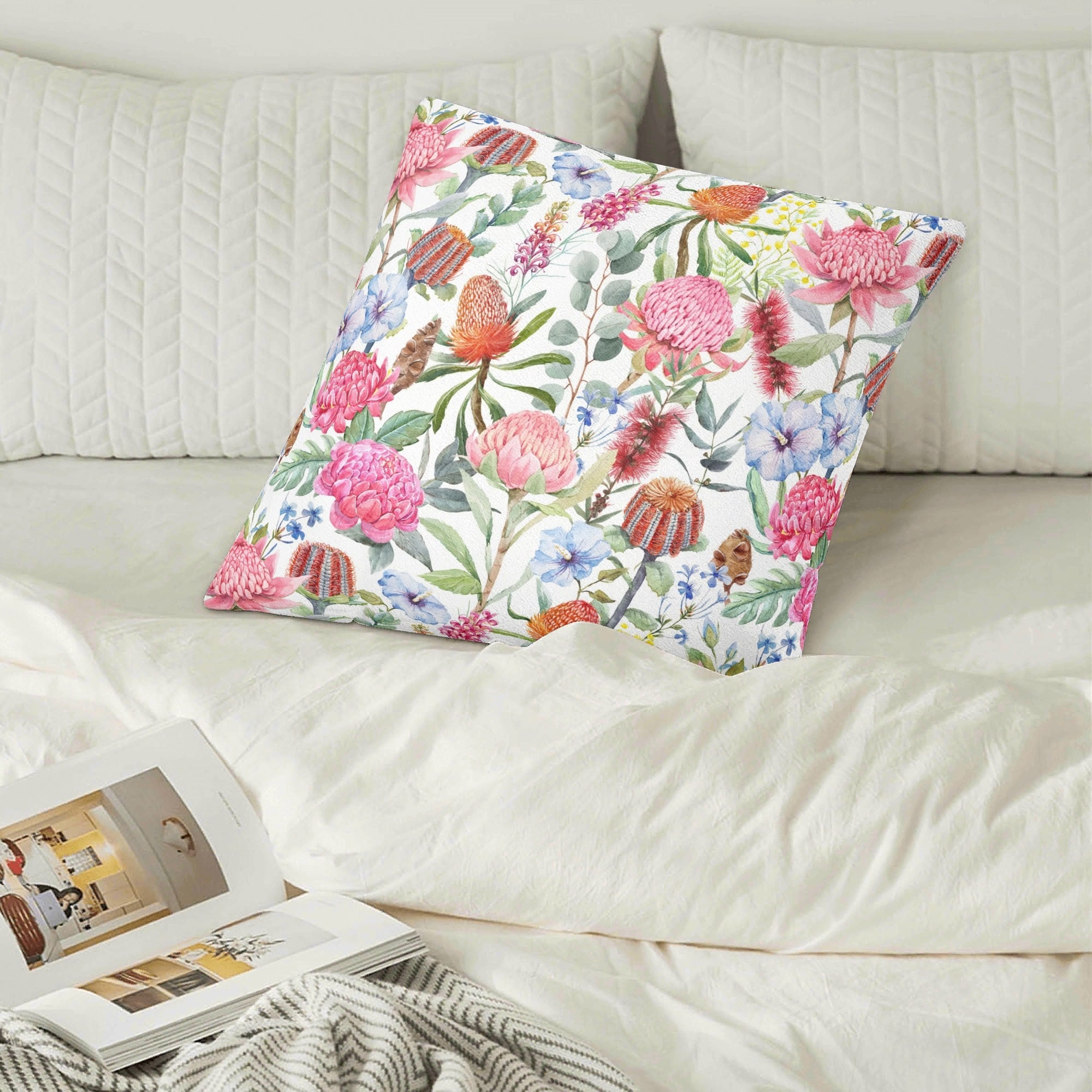 Australian Flowers - Cushion Cover Cushion Cover Plants Printed Offshore