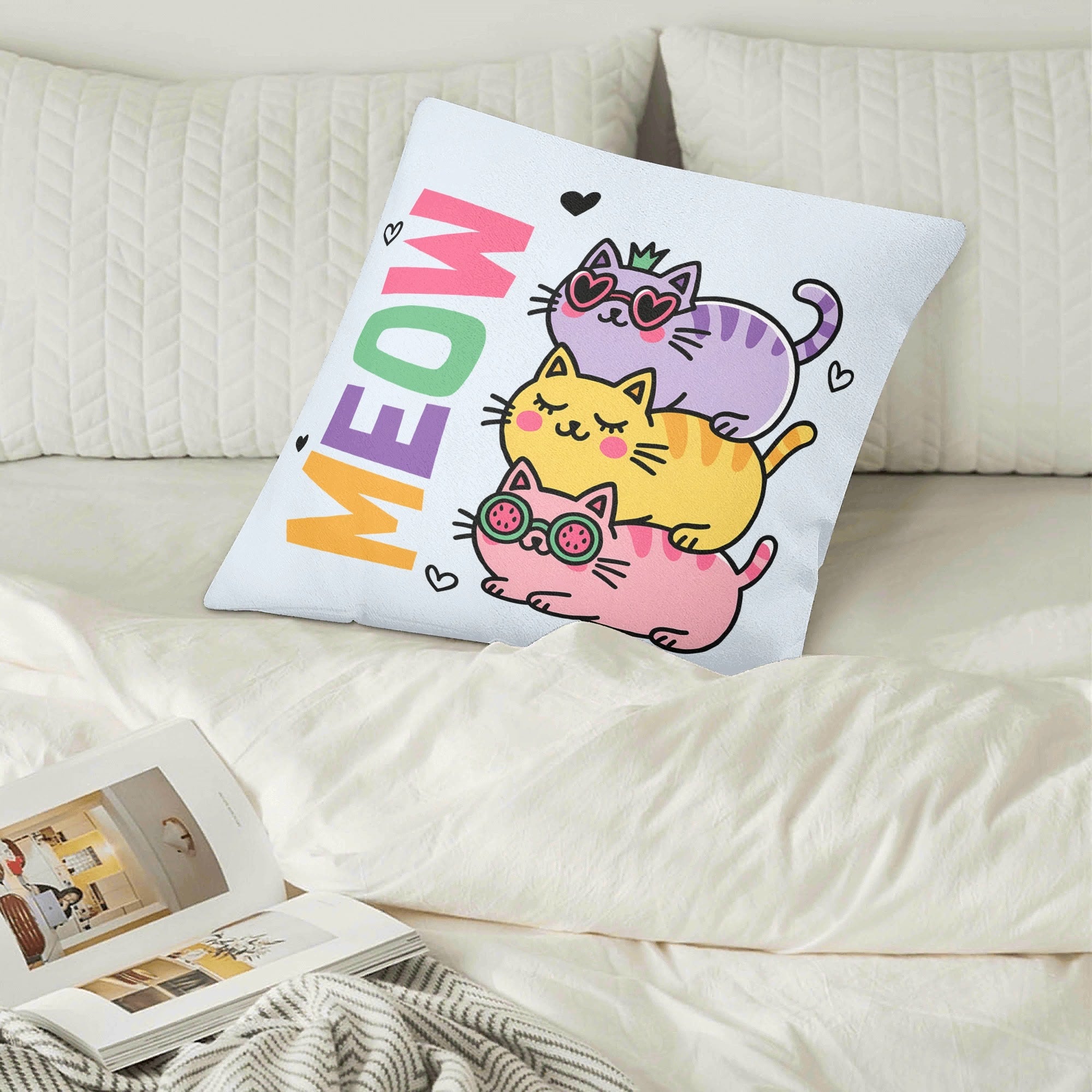 Meow, Colourful Cats - Cushion Cover Cushion Cover animal Printed Offshore