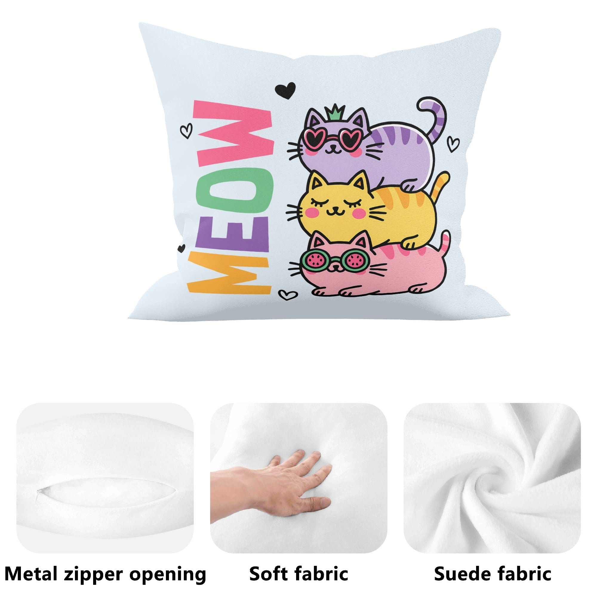 Meow, Colourful Cats - Cushion Cover Cushion Cover animal Printed Offshore