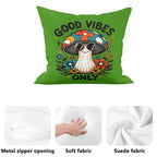 Good Vibes Only, Hippie Mushroom With Sunglasses - Cushion Cover Cushion Cover Positivity Printed Offshore Retro