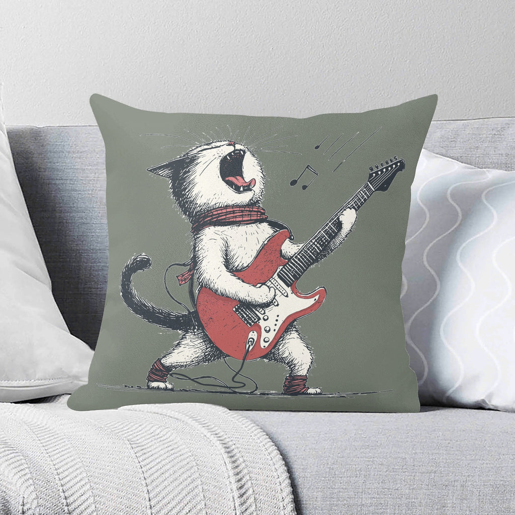 Cat Playing Guitar - Cushion Cover 2XL Cushion Cover animal Music Printed Offshore