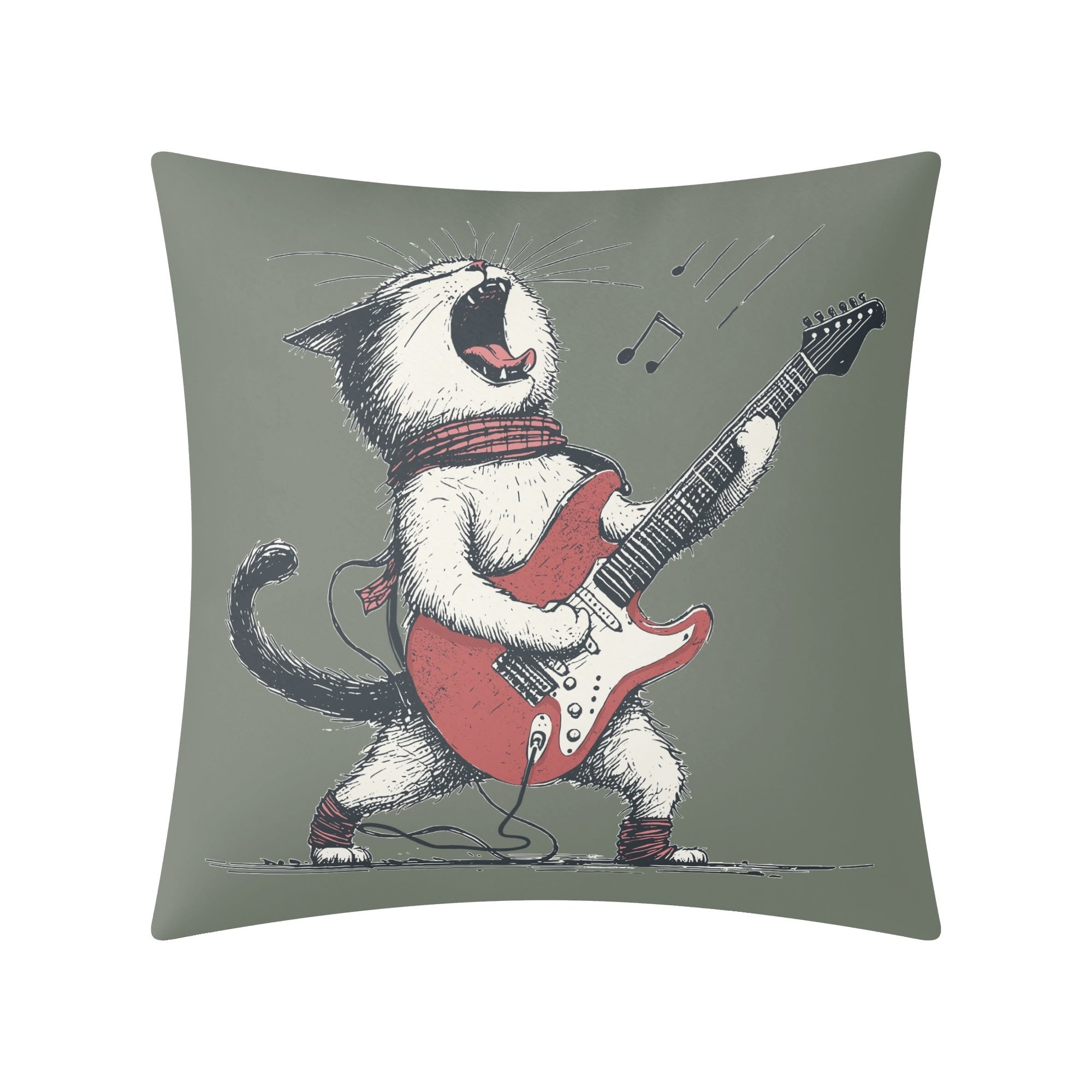 Cat Playing Guitar - Cushion Cover Cushion Cover animal Music Printed Offshore