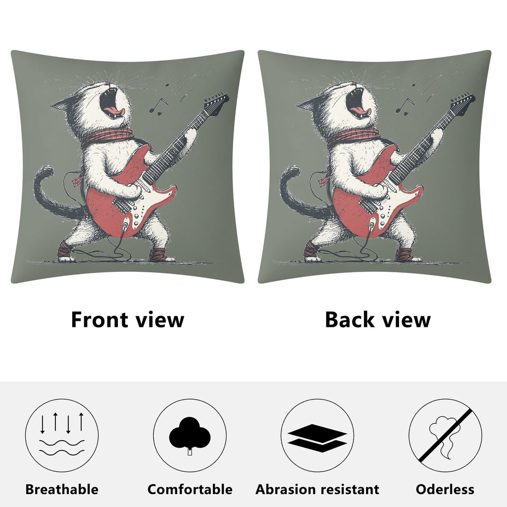 Cat Playing Guitar - Cushion Cover Cushion Cover animal Music Printed Offshore